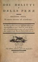 Čezāres Bekarias darba “Par noziegumiem un sodiem” (Dei delitti e delle pene, 1766) titullapa.