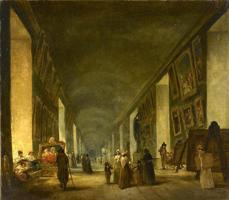 Ibēra Robēra (Hubert Robert) glezna "Lielā galerija Luvras pilī". 1794.–96. gads.