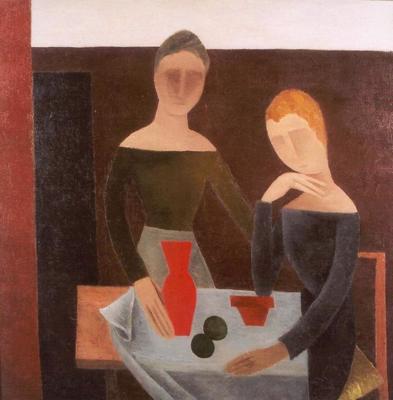 Romans Suta. "Divas sievietes pie galda". Ap 1918. gadu.