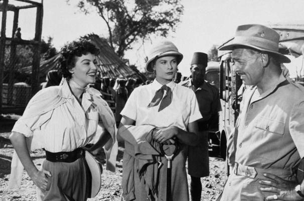 Eiva Gārdnere, Greisa Kellija un Klārks Geibls filmā "Mogambo", 1953. gads.