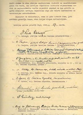 Latvijas Centrālās padomes memoranda trešā lapa. Rīga, 17.03.1944.