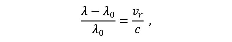Formula radiālā ātruma aprēķinam.