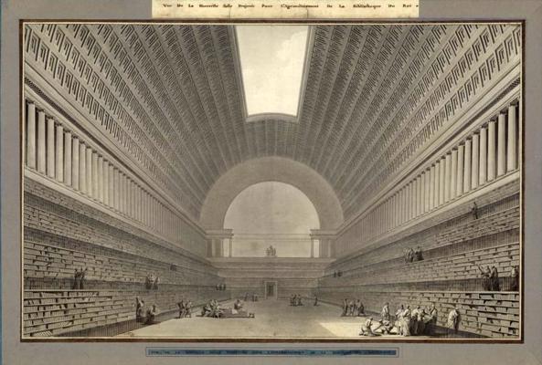 Arhitekta Etjēna Luija Bulē Francijas Karaliskās bibliotēkas nerealizētais projekts. 1784. gads.