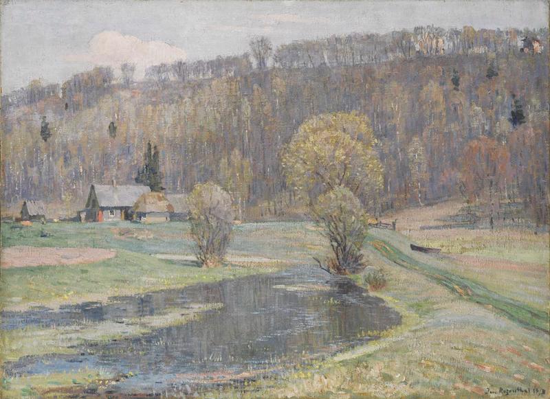 Janis Rozentāls. "Pavasara ainava. Sigulda". 1913. gads. Audekls, eļļa. 55 x 74 cm.