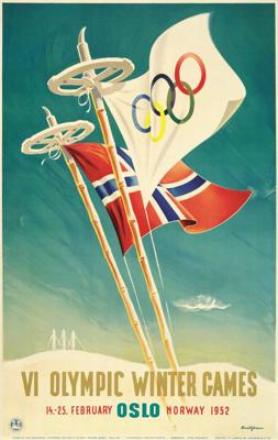Oslo 1952. gada ziemas olimpisko spēļu oficiālais plakāts.