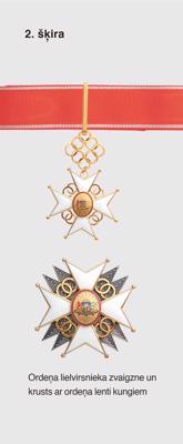 Atzinības krusts. 2. šķira: Ordeņa lielvirsnieka zvaigzne un krusts ar ordeņa lenti kungiem.